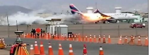 A LATAM aircraft smashes into a firetruck at an airport in Peru's capital 