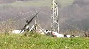 The debris of the crashed motor hang glider near Gorna Rosica village.